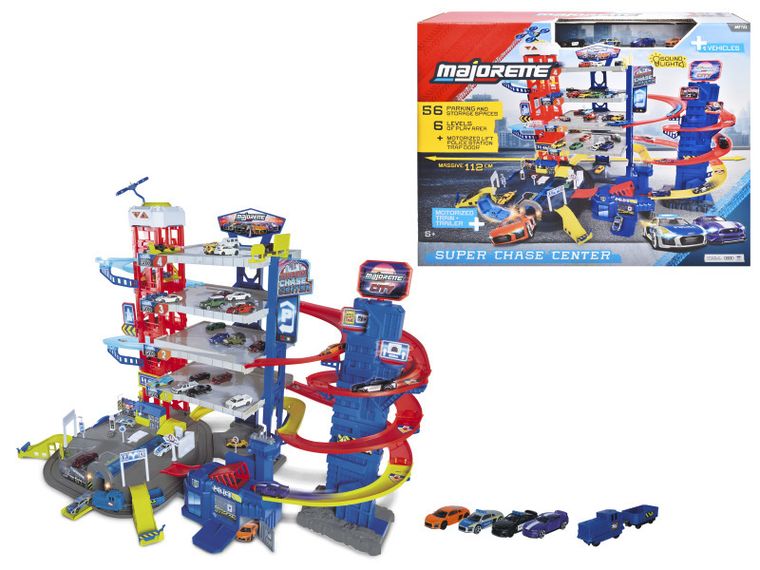 Majorette, Super Centrum Pościgu, garaż z pojazdami, 1:64, 4 szt.
