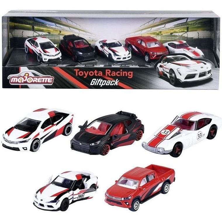 Majorette, Toyota Racing, modele pojazdów, resoraki, 1:64, 5 szt.