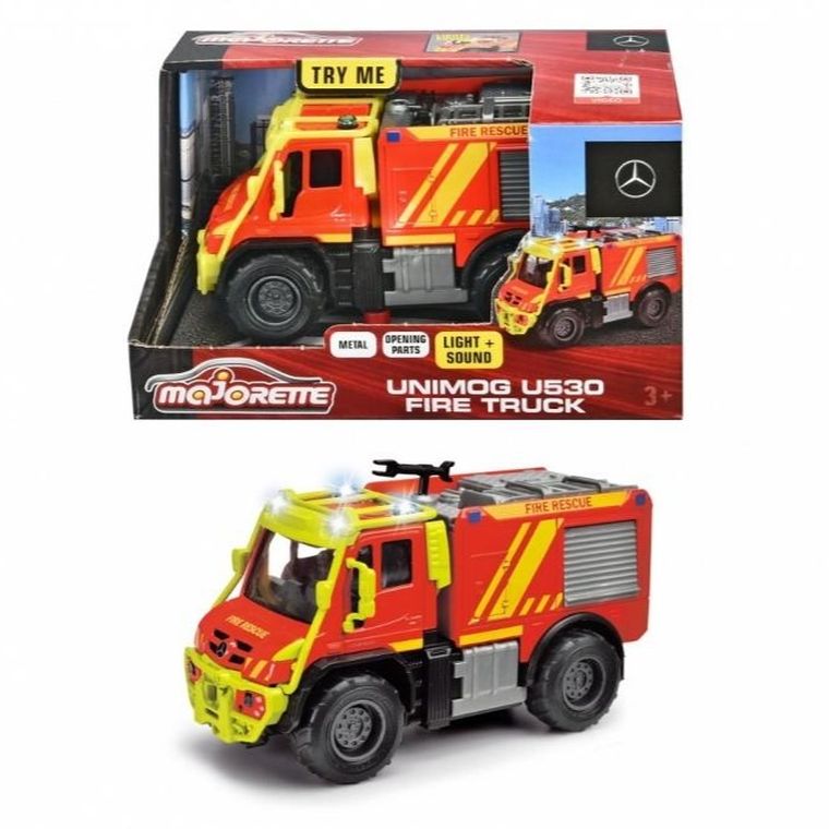 Majorette, Unimog U530, Straż Pożarna, interaktywny pojazd ratunkowy, 13 cm