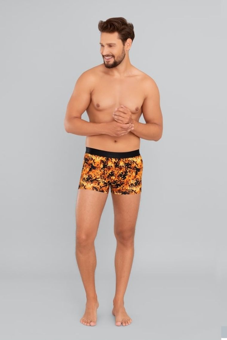 Majtki bokserki męskie, pomarańczowe, Caldo, Italian Fashion