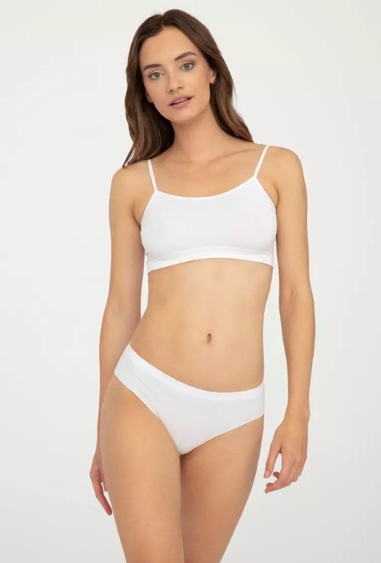 Majtki figi damskie, białe, Seamless Cotton Bikini, Gatta