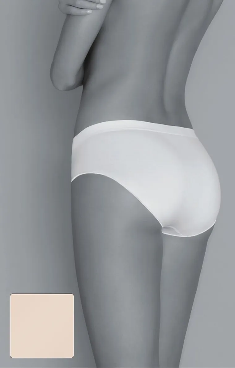 Majtki figi damskie, jasnobeżowe, Seamless Cotton Classic Panties, Gatta