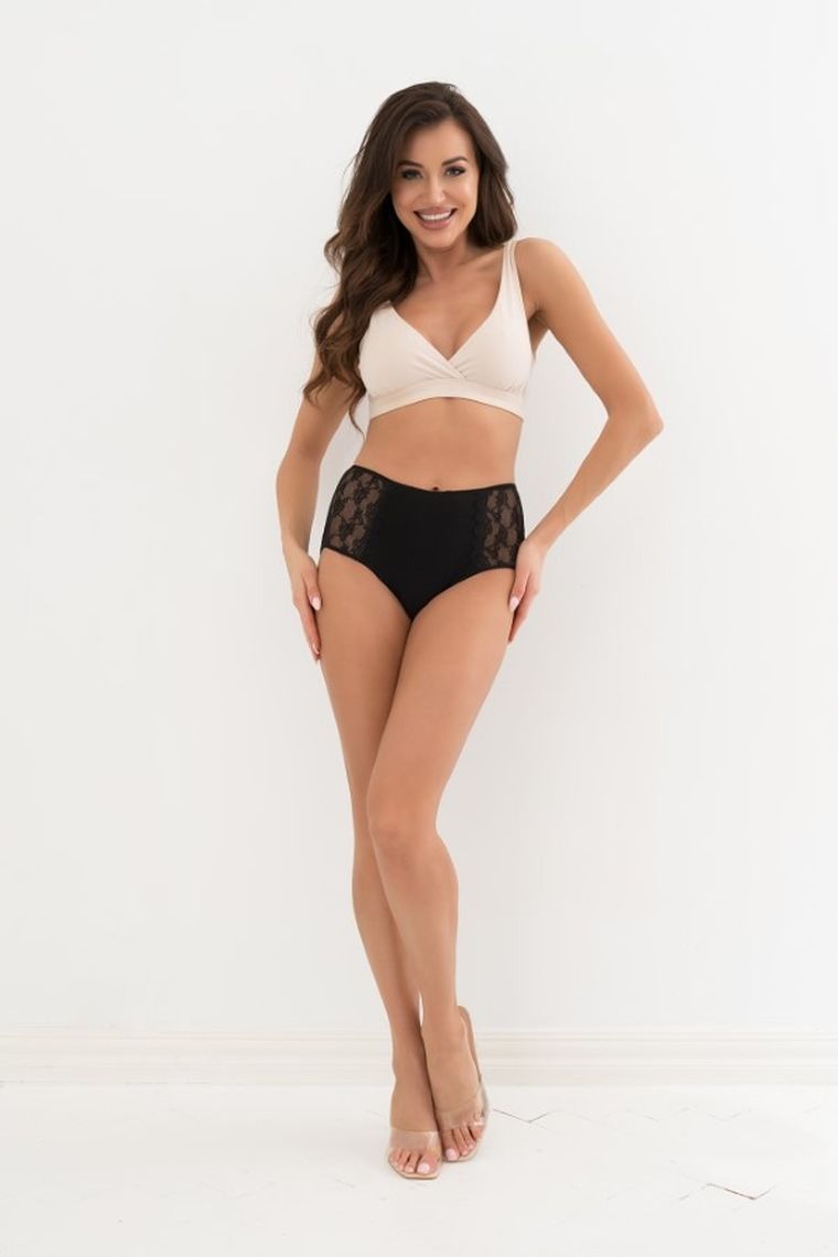 Majtki figi damskie z wysokim stanem, czarne, Elba, Italian Fashion