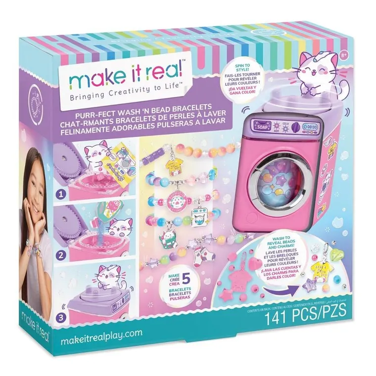 Make it Real, Purrrfect Wash N Bead, zestaw do tworzenia bransoletek z ukrytymi kolorami