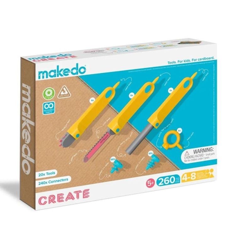 Makedo, Create, zestaw narzędzi do konstruowania, 260 elementów
