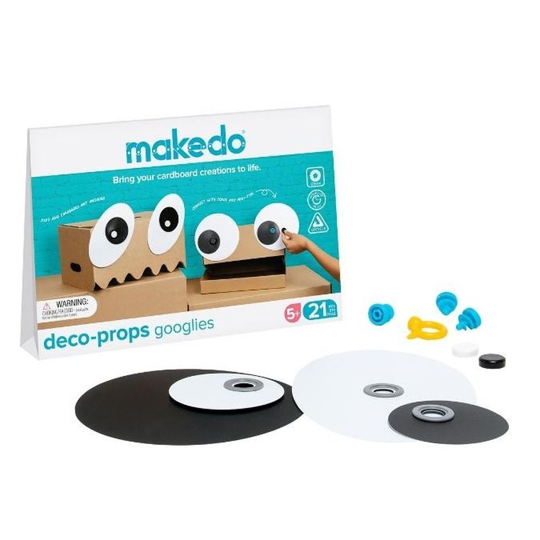 Makedo, Deco-Props, zestaw kreatywnych kształtów dekoracyjnych, Googlies, 21 elementów