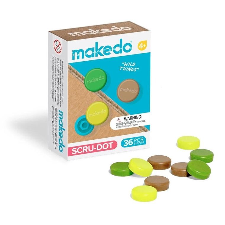 Makedo, Scru-Dot, ozdobne nakładki na śrubki, Wild Things, 36 elementów
