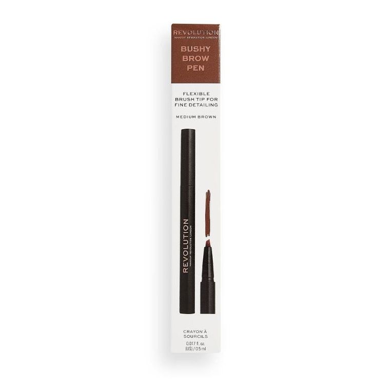 Makeup Revolution, Bushy Brow Pen, pisak do brwi, medium brown 0,5 ml
