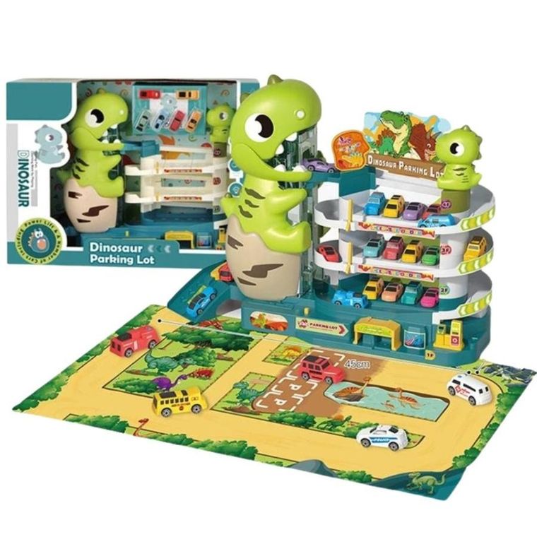 Maksik, Dinozaur, parking z autami, 3-poziomowy
