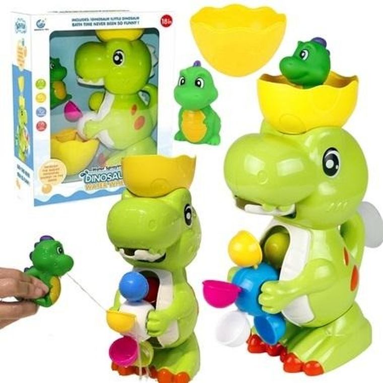Maksik, dinozaur z kołowrotkiem, zabawka do kąpieli