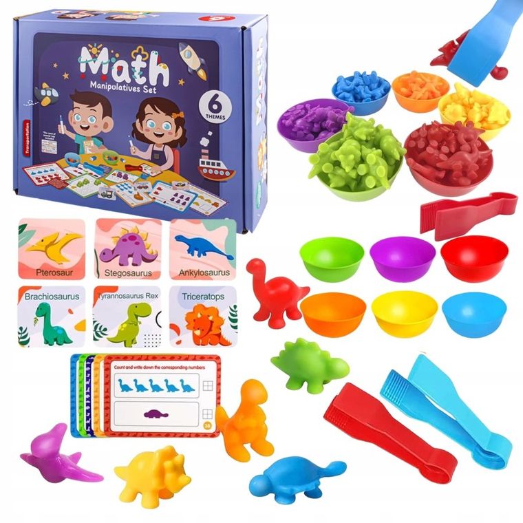 Maksik, Dinozaury, nauka kolorów i liczenia, zestaw edukacyjny