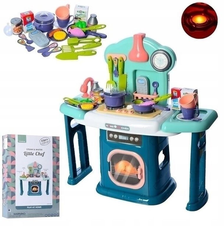 Maksik, duża kuchnia z akcesoriami, niebieska