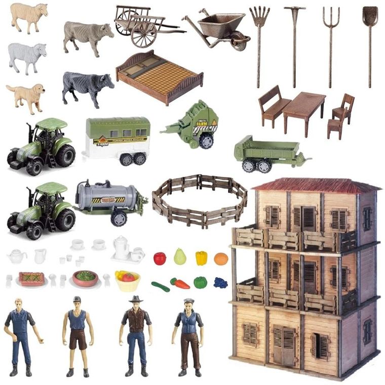 Maksik, farma z domkiem rolnika, zestaw figurek