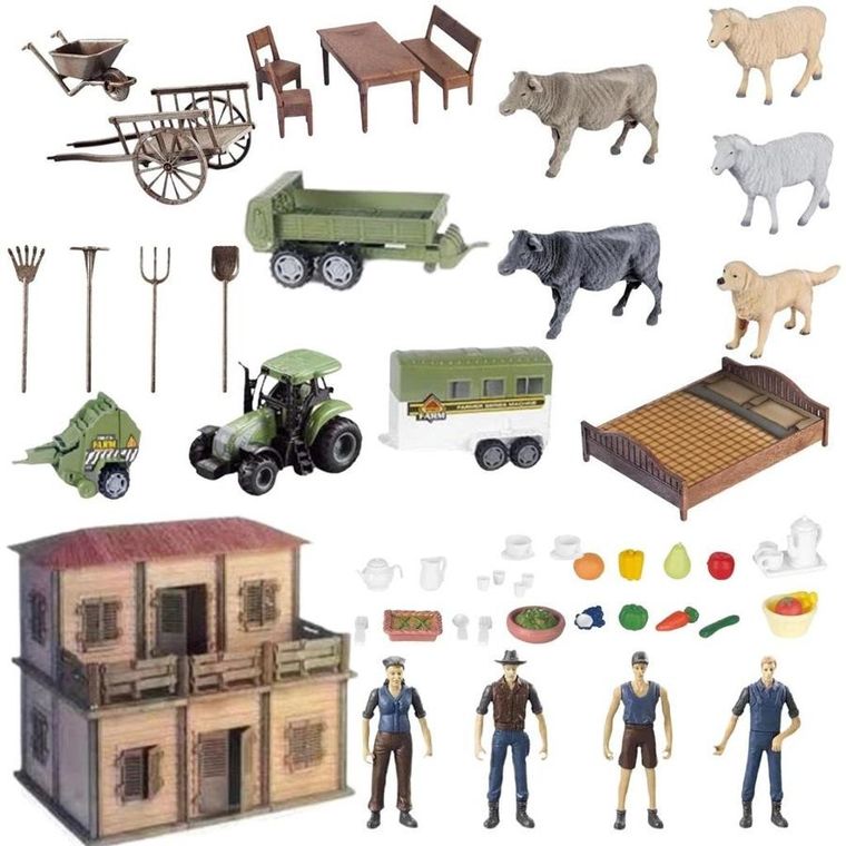 Maksik, farma z rolnikami i gosposią, zestaw figurek