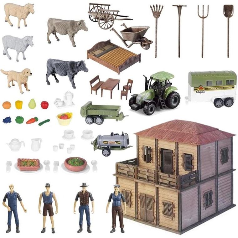 Maksik, farma z rolnikami i gosposią, zestaw figurek