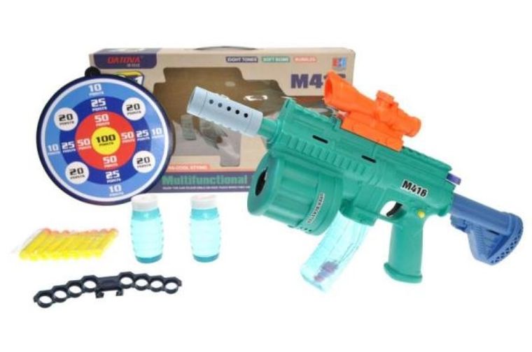 Maksik, karabin na bańki mydlane, strzałki piankowe