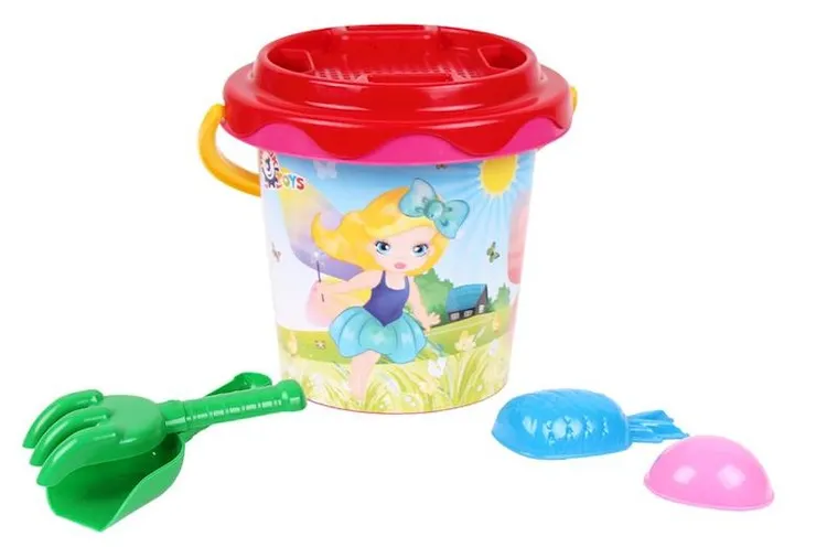 Maksik, komplet do piasku, wiaderko z grabkami i foremkami, 6 elementów