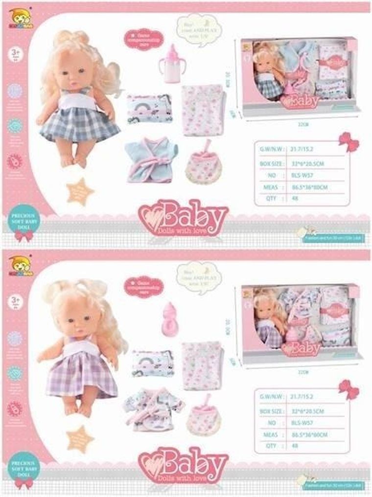 Maksik, lalka bobas, sukienka w kratkę + akcesoria