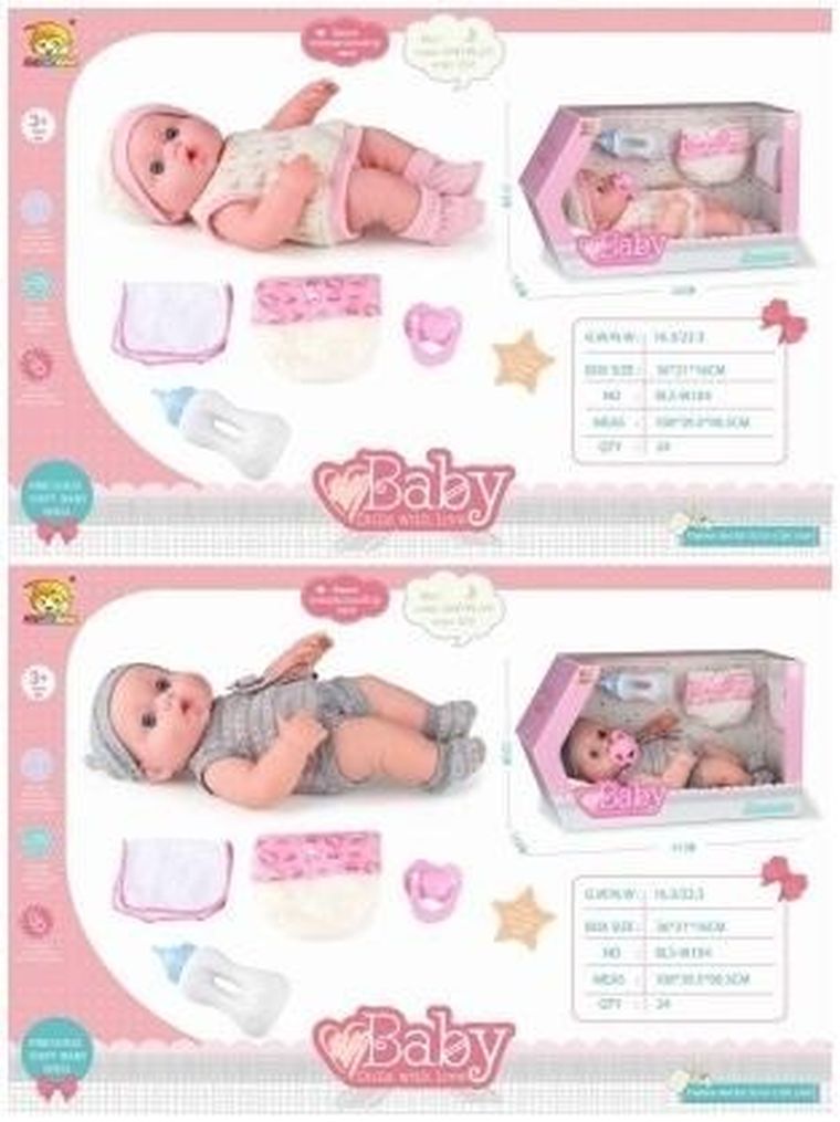 Maksik, lalka bobas z buteleczką i akcesoriami