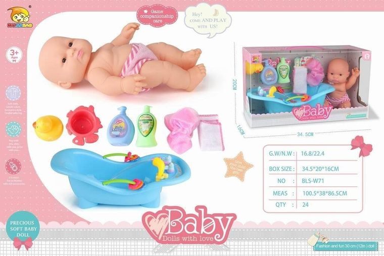 Maksik, lalka bobas, zestaw z akcesoriami do kąpieli