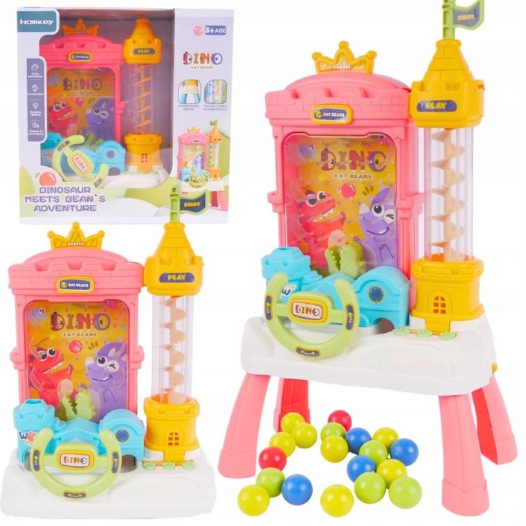 Maksik, łapacz kulek, gra zręcznościowa, dinozaur