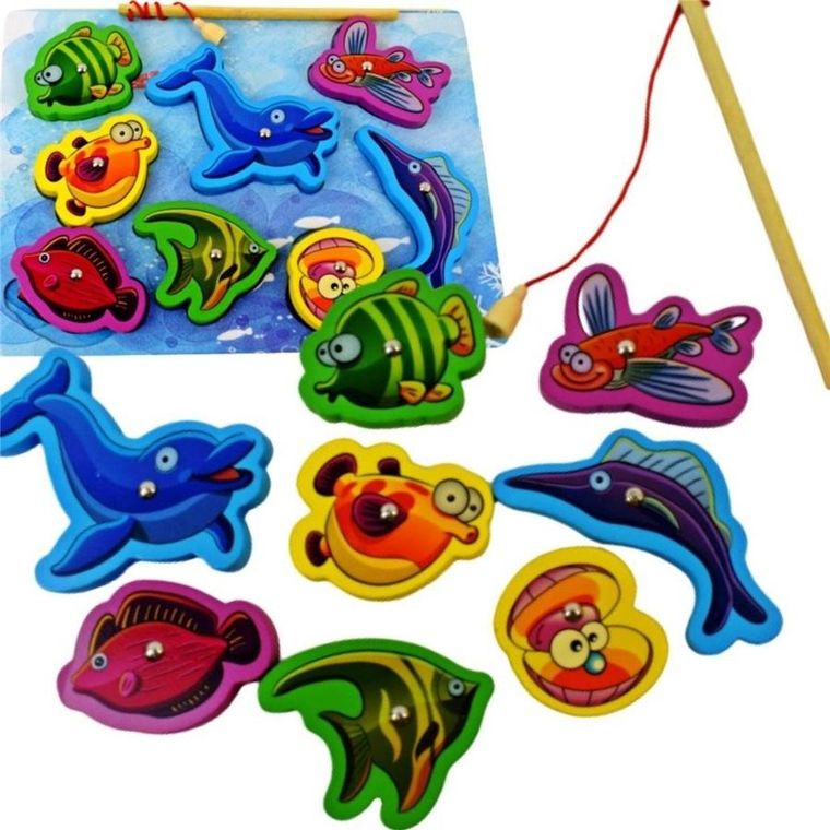 Maksik, łowienie rybek, drewniana gra zręcznościowa