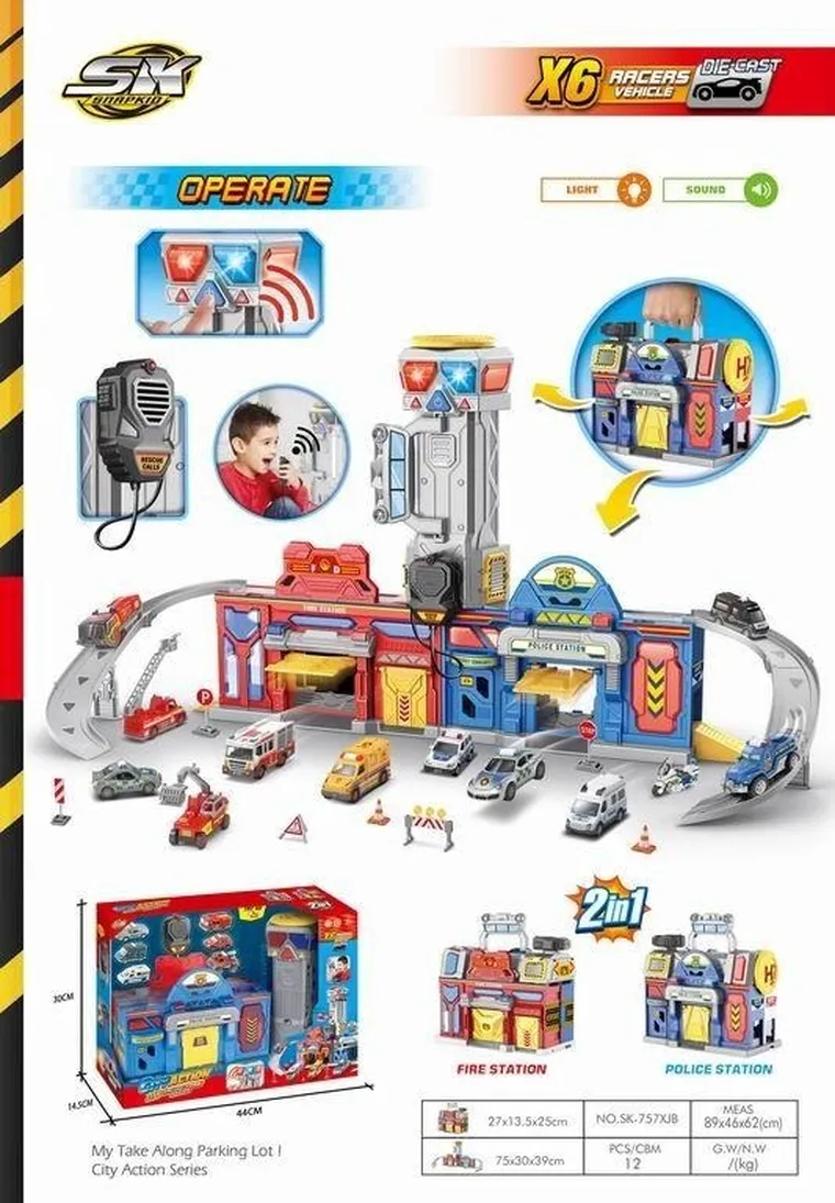 Maksik, parking z pojazdami i akcesoriami