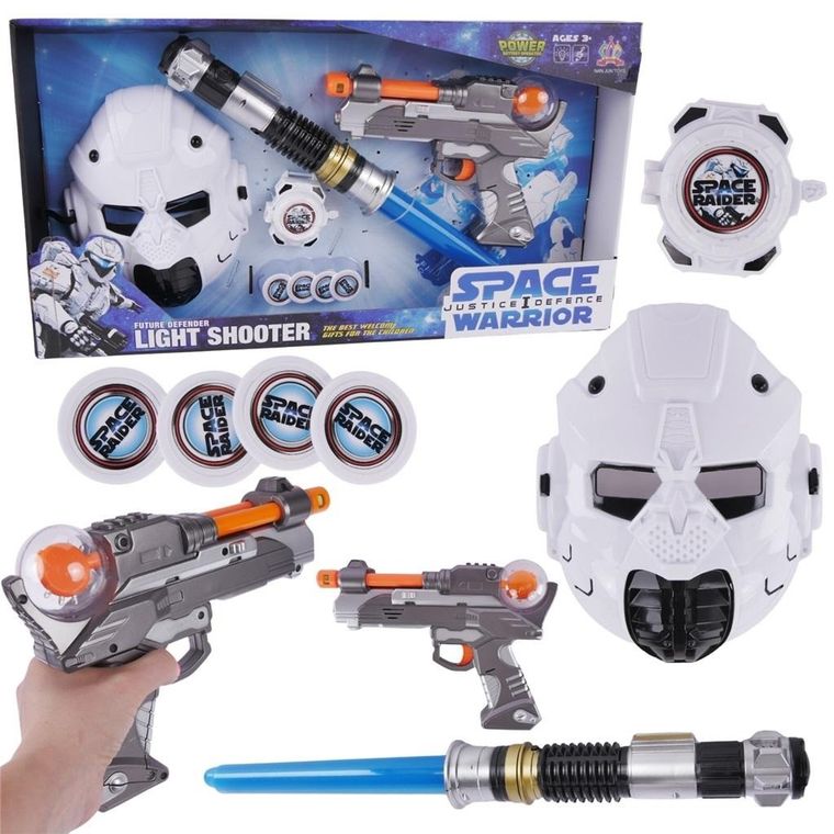 Maksik, pistolet i miecz interaktywny, maska, zestaw kosmiczny