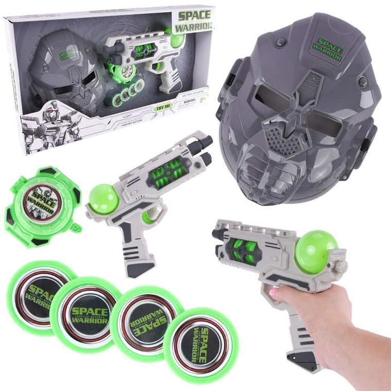 Maksik, pistolet interaktywny, maska, zestaw kosmiczny