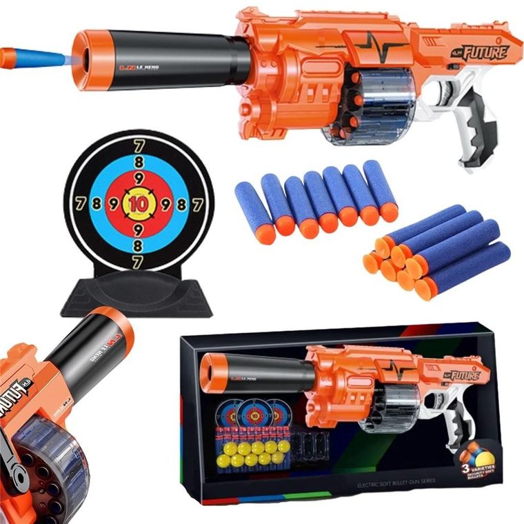 Maksik, pistolet na strzałki piankowe z tarczą, obrotowy magazynek