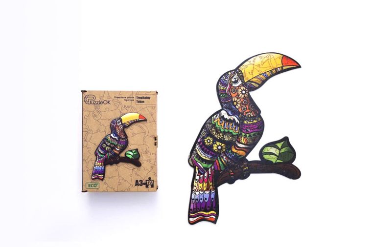 Maksik, puzzle drewniane, tropikalny tukan, 127 elementów
