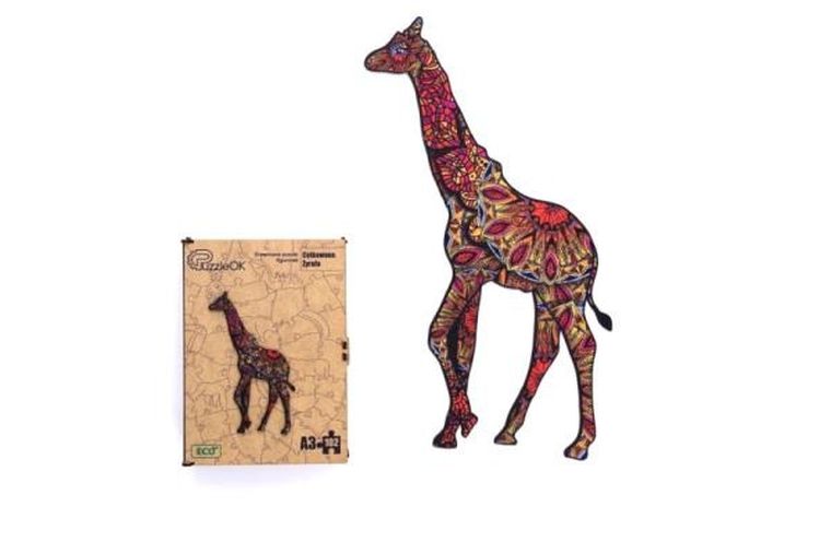 Maksik, puzzle drewniane, żyrafa, 102 elementów