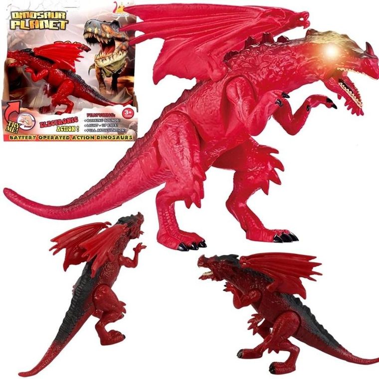 Maksik, smok, figurka interaktywna, czerwony