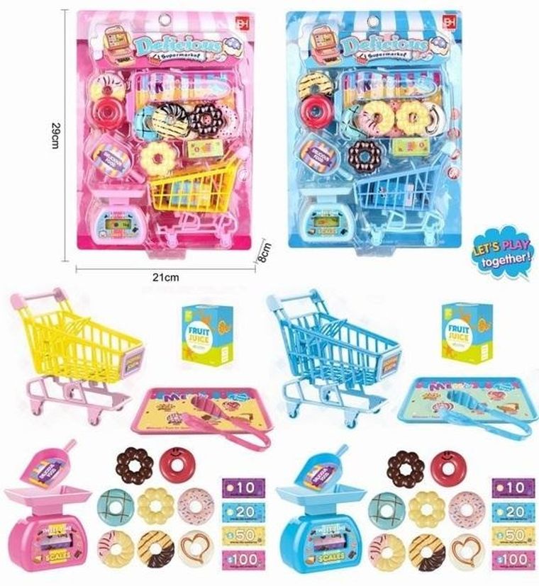 Maksik, supermarket, zestaw z wózkiem i akcesoriami, 1 szt.