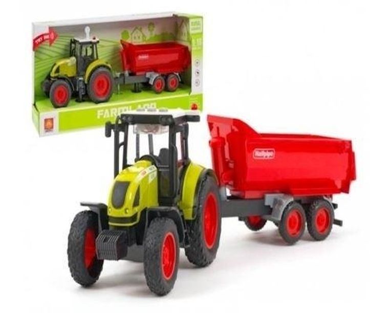 Maksik, traktor z czerwoną naczepą