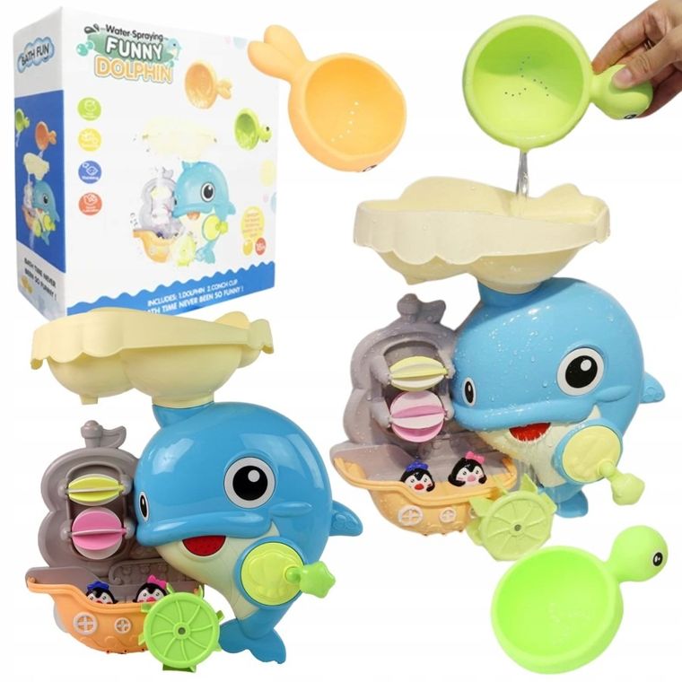 Maksik, wodospad z delfinkiem, zabawka do kąpieli, statek