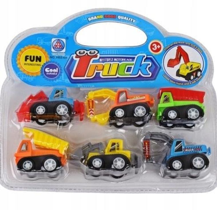 Maksik, zestaw samochodów budowlanych, 6 szt.