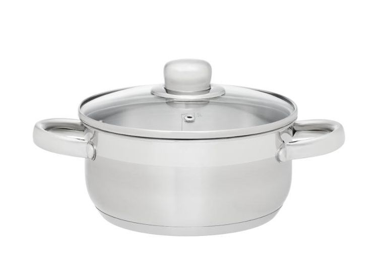 Maku, stalowy garnek ze szklaną pokrywką, 2l