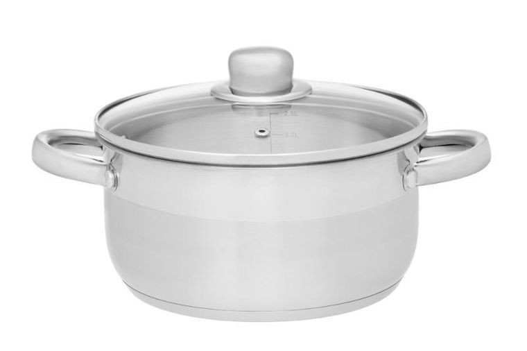 Maku, stalowy garnek ze szklaną pokrywką, 3l