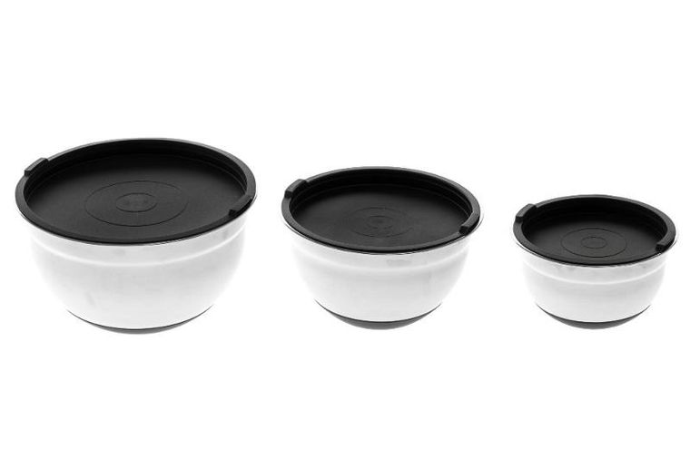 Maku, zestaw metalowych misek z przykrywkami, 4 l, 2 l i 1,3 l