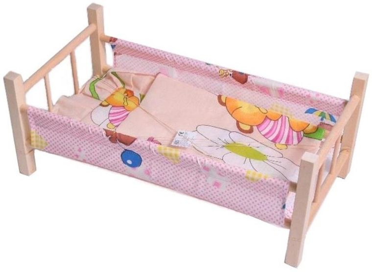 Malimas, Łóżeczko drewniane, z pościelą