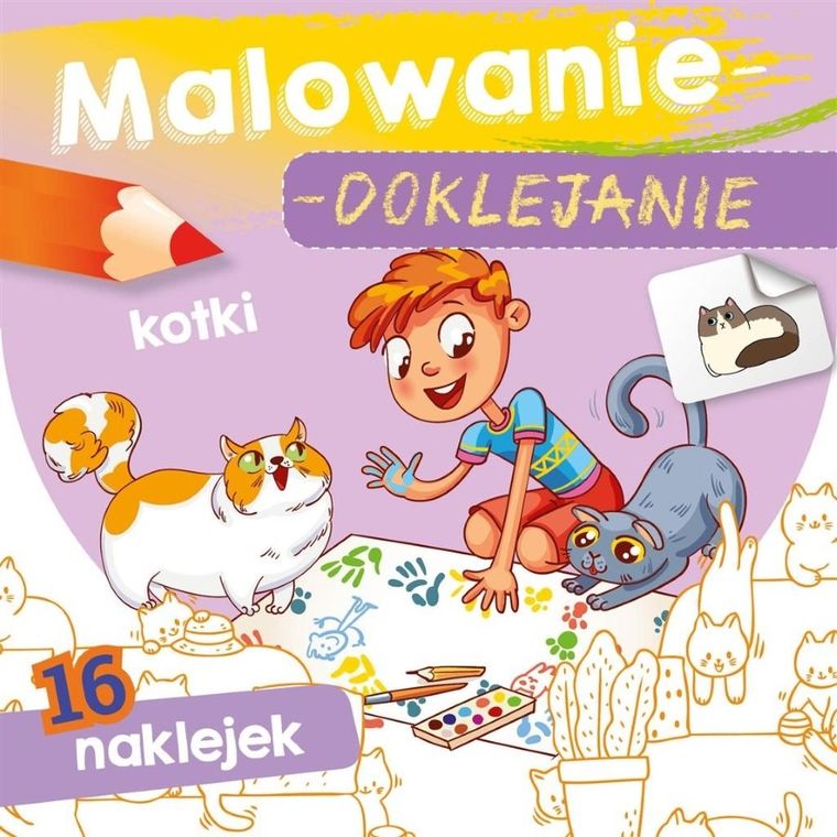 Malowanie-doklejanie, kotki, 16 naklejek