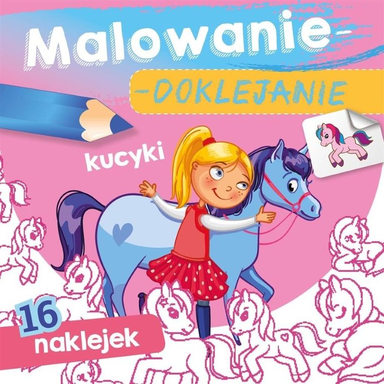 Malowanie-doklejanie, kucyki, 16 naklejek