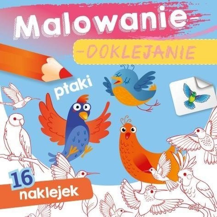 Malowanie-doklejanie, ptaki, 16 naklejek