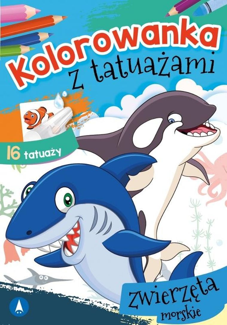 Malowanka A5 z tatuażami. Zwierzęta morskie