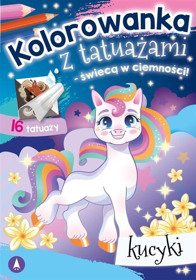 Malowanka kolorowanka z tatuażami świecącymi w ciemności. Kucyki