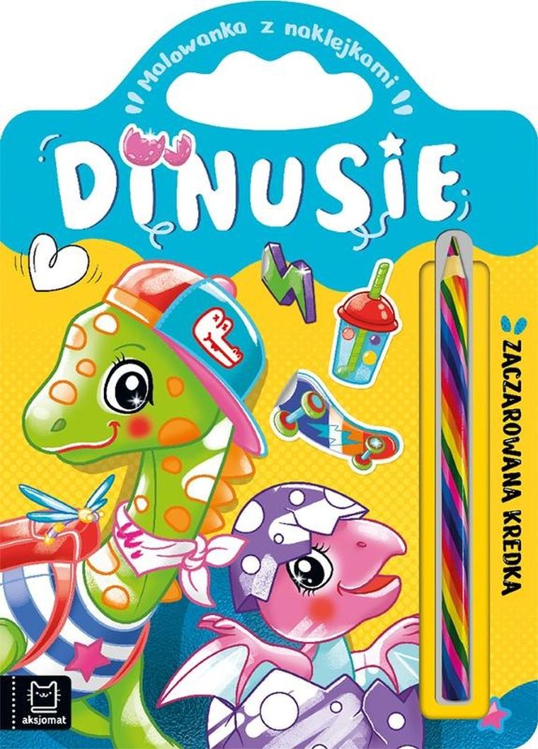 Malowanka z naklejkami. Dinusie