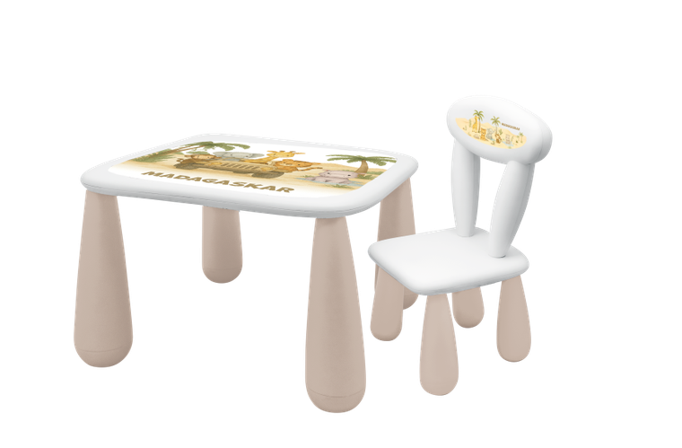 Maltex, Madagaskar, Luna, zestaw dla dzieci: stolik + krzesełko, beżowy