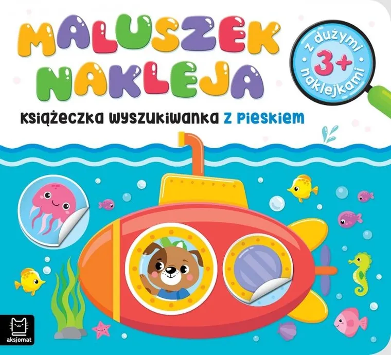 Maluszek nakleja. Książeczka wyszukiwanka z pieskiem. Z dużymi naklejkami. 3+