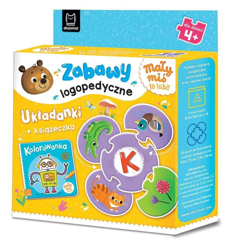 Mały miś to lubi! Zabawy logopedyczne. Układanki + książeczka